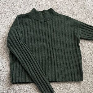 Madewell Dark Green Ribbed Mockneck Sweater XXS